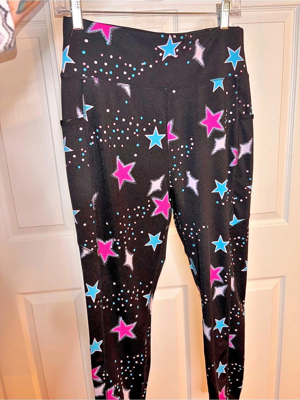 POP Fit Ava Star Print Leggings Black & Pink Size XL